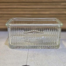 Vintage Ribbed Glass Salt Cellar, Clear Container