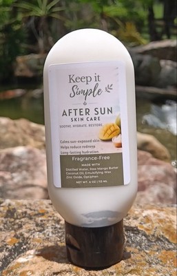 Natural After Sun Skin Care Cream Fragrance-Free Raw Mango Butter Zinc Oxide 4oz