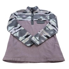 Simply Southern Fleece Pullover Womens Medium Purple Gray Aztec Snap Neck