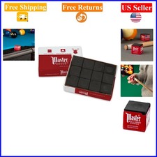 12-Cubes Black Billiard Pool Cue Chalk Box for Adult, USA-Made