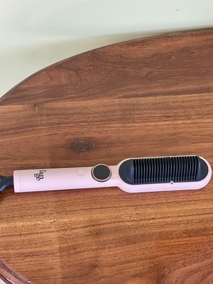 L ange Pink Straightening Brush Digital Display Adjustable Heat Ionic Technology