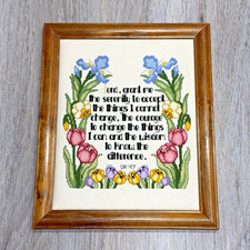 Vintage Serenity Prayer Framed Cross Stitch W...