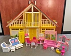 VINTAGE 1979 Mattel BARBIE DREAM HOUSE A-FRAME ORIGINAL + Furniture & Flowers