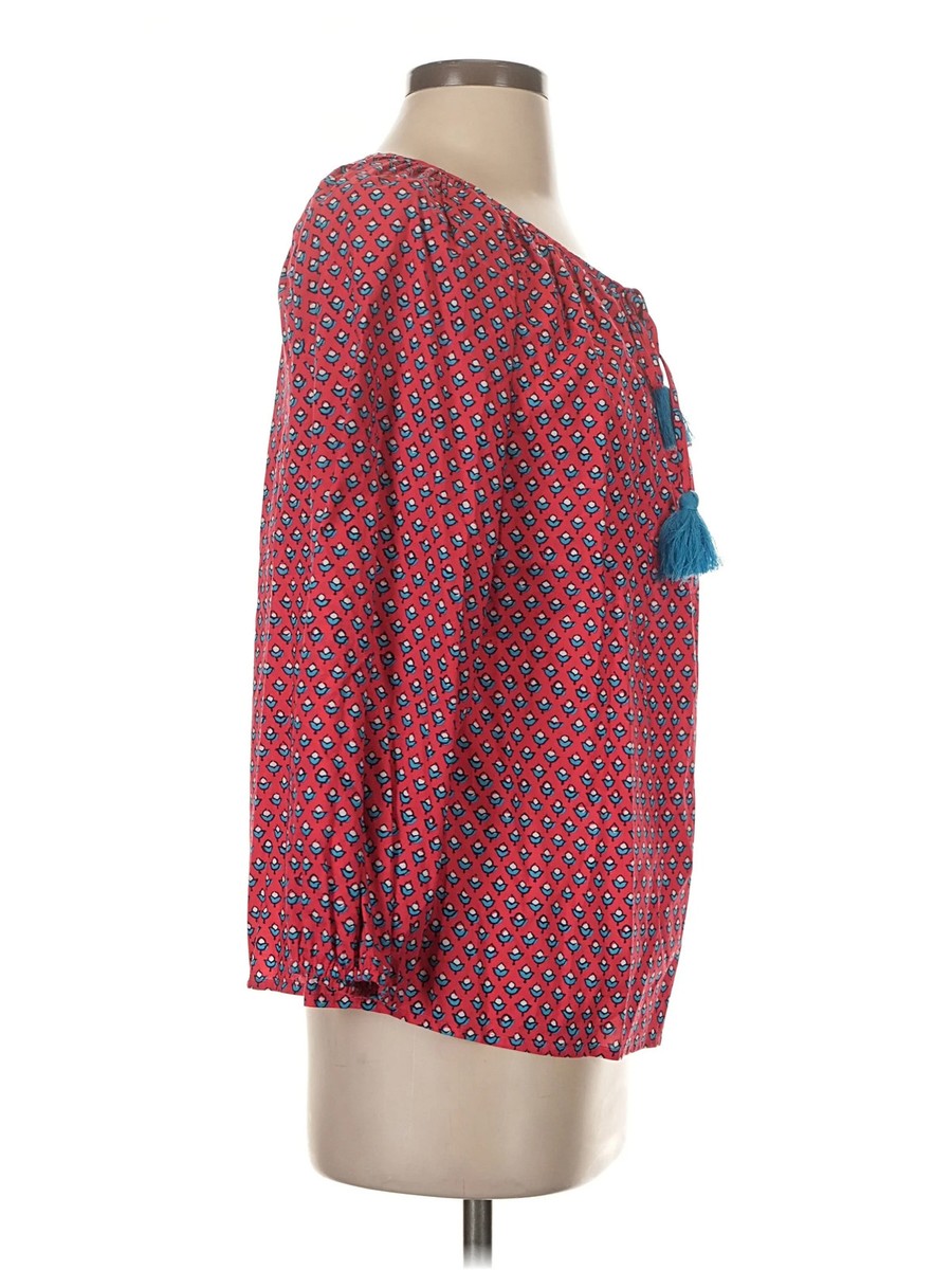 J.Crew Factory Store Women Red 3/4 Sleeve Blouse XS View 3