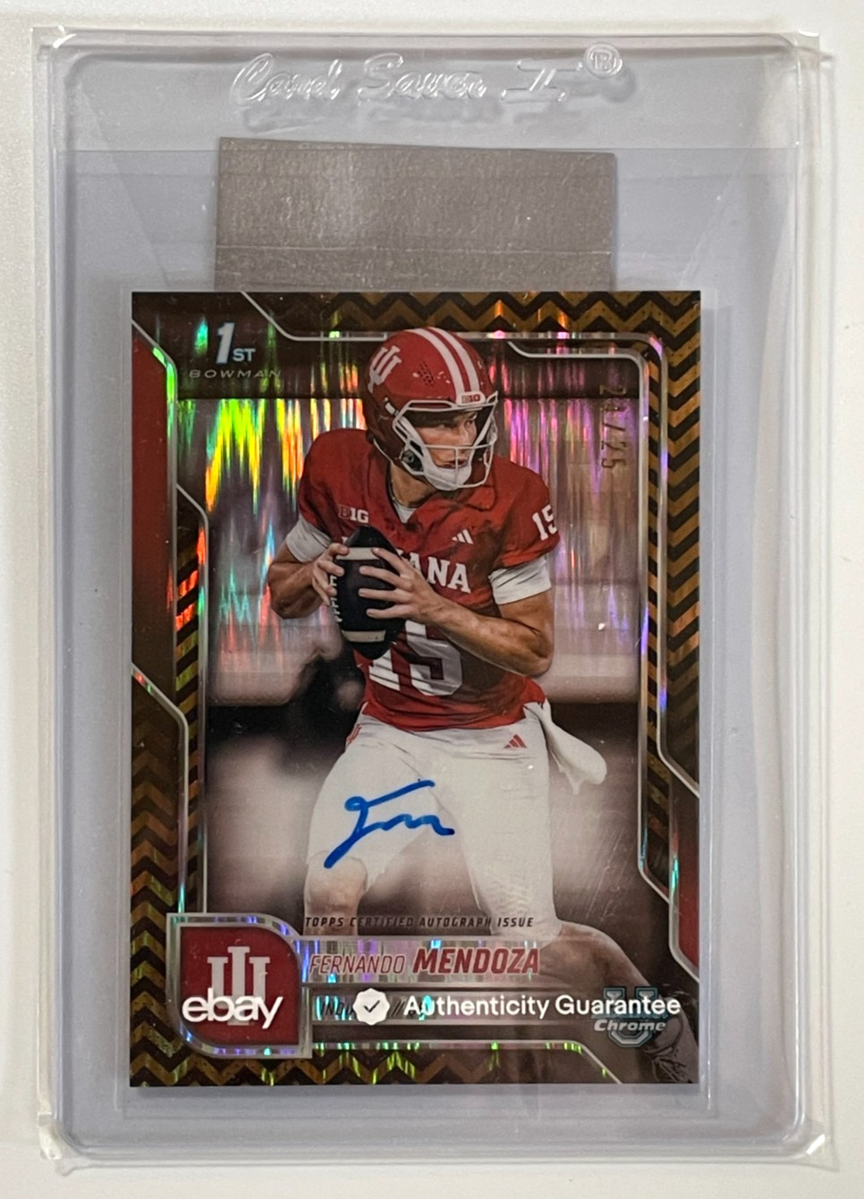 FERNANDO MENDOZA 2025 Bowman Chrome U On Card 1st AUTO Black Gold Stealth /25