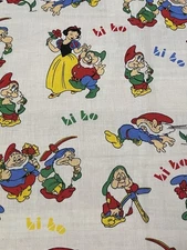 Vintage Peter Pan Fabric Snow White And The Seven Dwarves. 44”x45”.