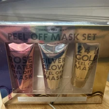 EMBRACE YOUR FACE Peel Off Mask Set Rose Water Silver Glow 24k Gold NEW