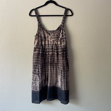 NWT Velvet Made in USA dark purple tie dye silk sleeveless dress, see FLAW