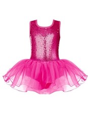 Arshiner Girls Dance Tutu Dress Sparkly Sequin Ballet Leotards Cross Hot Pink