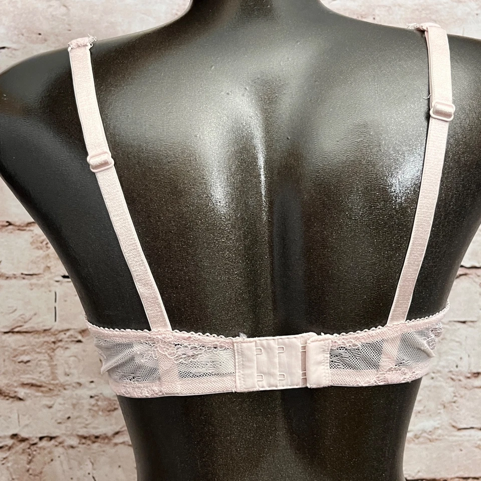 Adore Me 36C Sheer Unlined Lace Balconette Underwire Bra Pink - Image 4 of 4