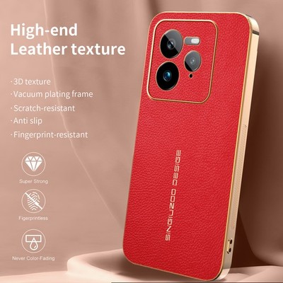 For Realme GT7 Pro, Luxury Litchi Texture PU Leather Hybrid Armor Plated Case
