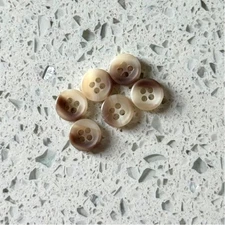 6 Tiny Brown & Cream Striped Round Matte 4 Hole Shirt Buttons 4 Sewing Crafting