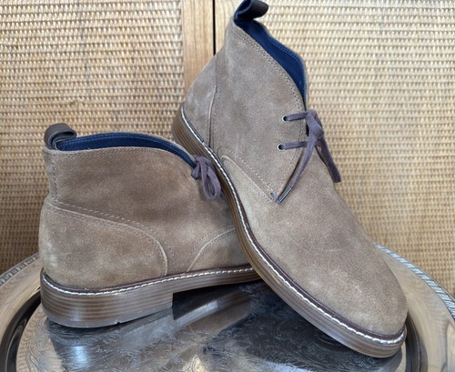 COLE HAAN Mens Brown Suede Chukka Boot 9.5M C24377 Navy Suede Lining Rubber Sole