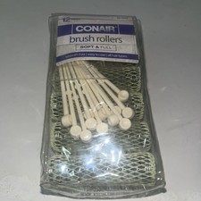 NEW VTG Conair 12 Count Brush Rollers Bouncy Curls w/Pins Yellow NOS 61502Z