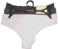 Calvin Klein Ladies' no sho thong panties-sz M-3 PR-NWT-solids w/ logo waist-35.