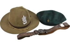 Vintage Boy Scouts Memorabilia Job Lot x 3 Collectable Hat Beret Leather Belt 