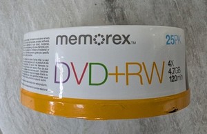 Memorex DVD-RW 25 Pack 4X / 4.7GB / 120 Min Rewritable Disc New