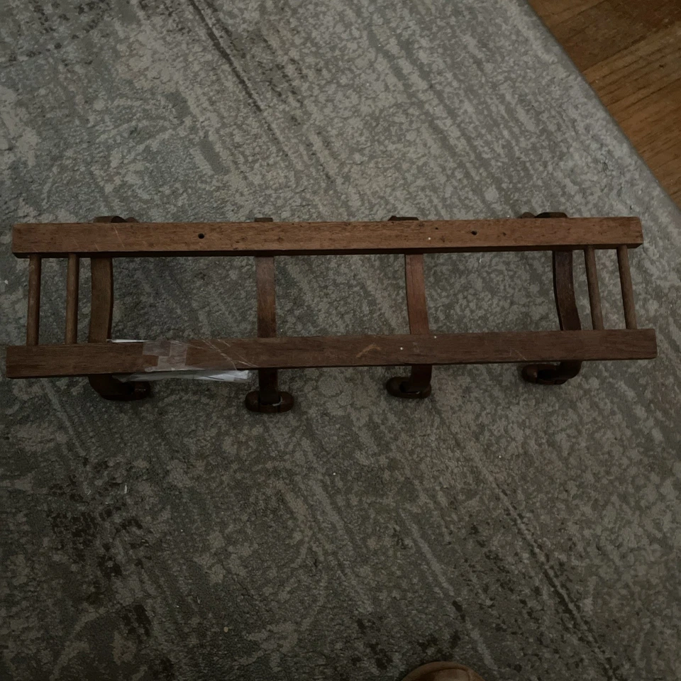 De colección Madera Curvada 4 Ganchos Montaje en Pared Sombrero Abrigo Chaqueta Bufanda Estante Estilo Thonet Marrón Foto 4 de 4