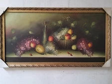 Hand Painted Fruit Landscape Frame On Canvas Gold Leaf Frame New 68X128CM