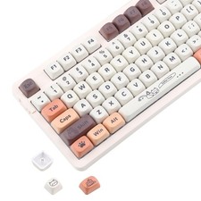 PBT Keycaps MOA Profile Coffee Cat Theme 134 Keys For Cherry MX Switches
