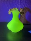 Vintage Fenton Burmese Vase Ruffled Satin Yellow to Pink Uranium 7.5" glows
