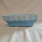 Hull Blue & White Drip Glaze Planter w/Sculpted Rim #34 1970 - 1999