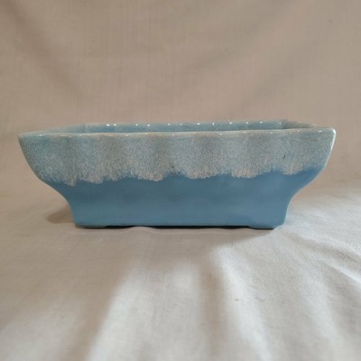 Hull Blue & White Drip Glaze Planter w/Sculpted Rim #34 1970 - 1999