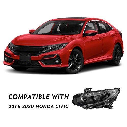 For 2016-2021 Honda Civic Black W/LED DRL Projector Headlights Headlamps L+R - Picture 7 of 7
