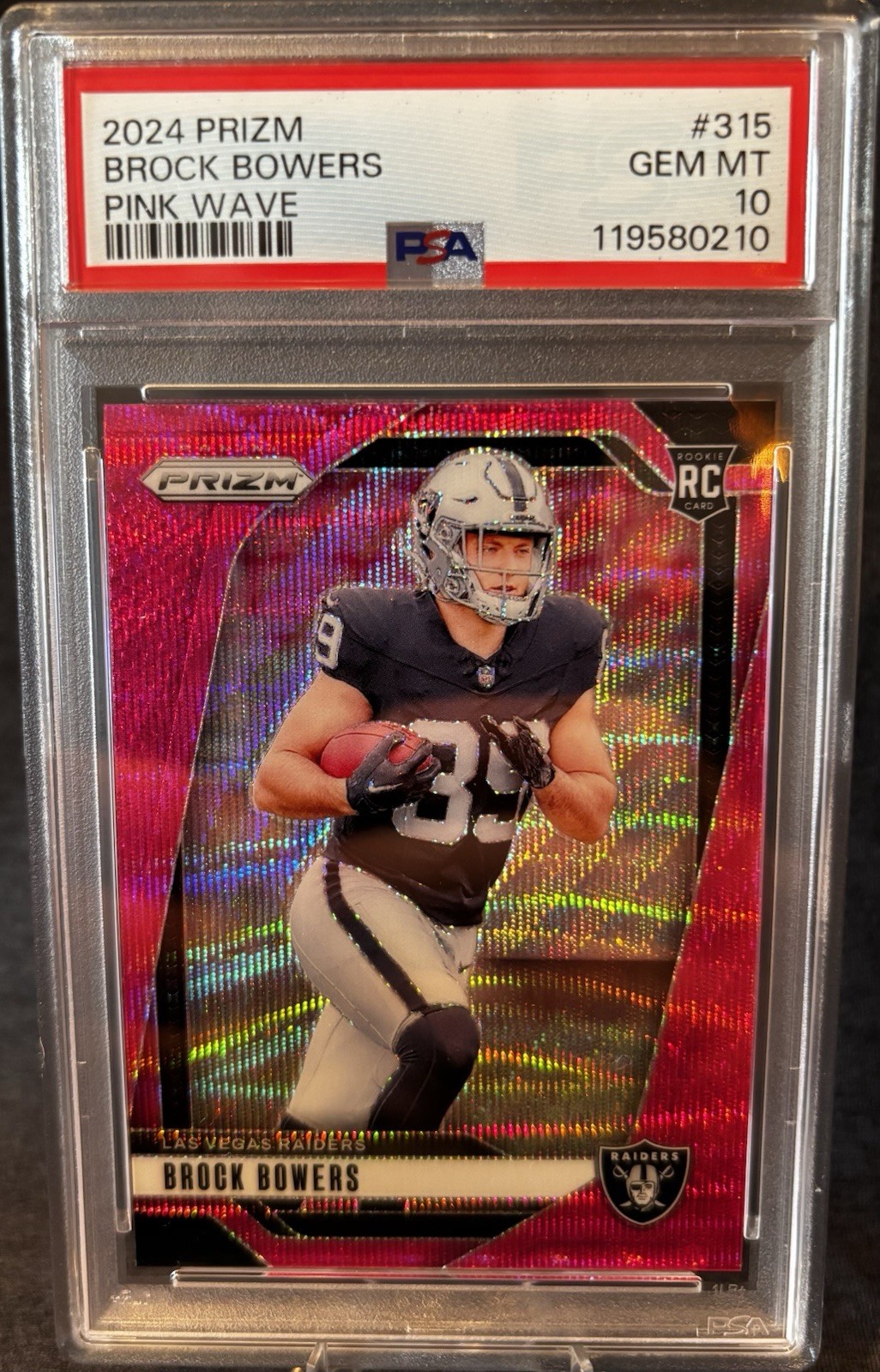 2024 Prizm Brock Bowers #315 Pink Wave Prizm RC - PSA 10 💎