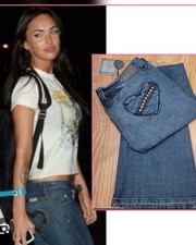 Vintage Y2K Low Rise Frankie B Jeans Studded Heart Pockets Flared Megan Fox 10