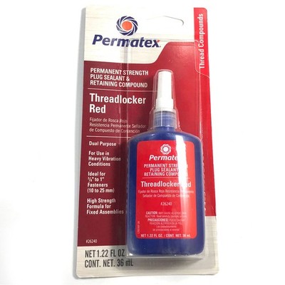 Permatex Thread Locker 26240; Red, Permanent Strength 1.22oz Squeeze Bottle