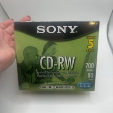 Sony CD-RW 5 Pack Blank Discs 700MB 80 Minute Rewritable New