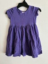 Hanna Andersson Kids Girls Solid Purple Cotton Fit  Flare Short Sleeve Dress 4