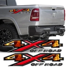 Pair Flame  Fire 4X4 Off Road Rear Trunk Side Bed Decal Sticker For Dodge RAM