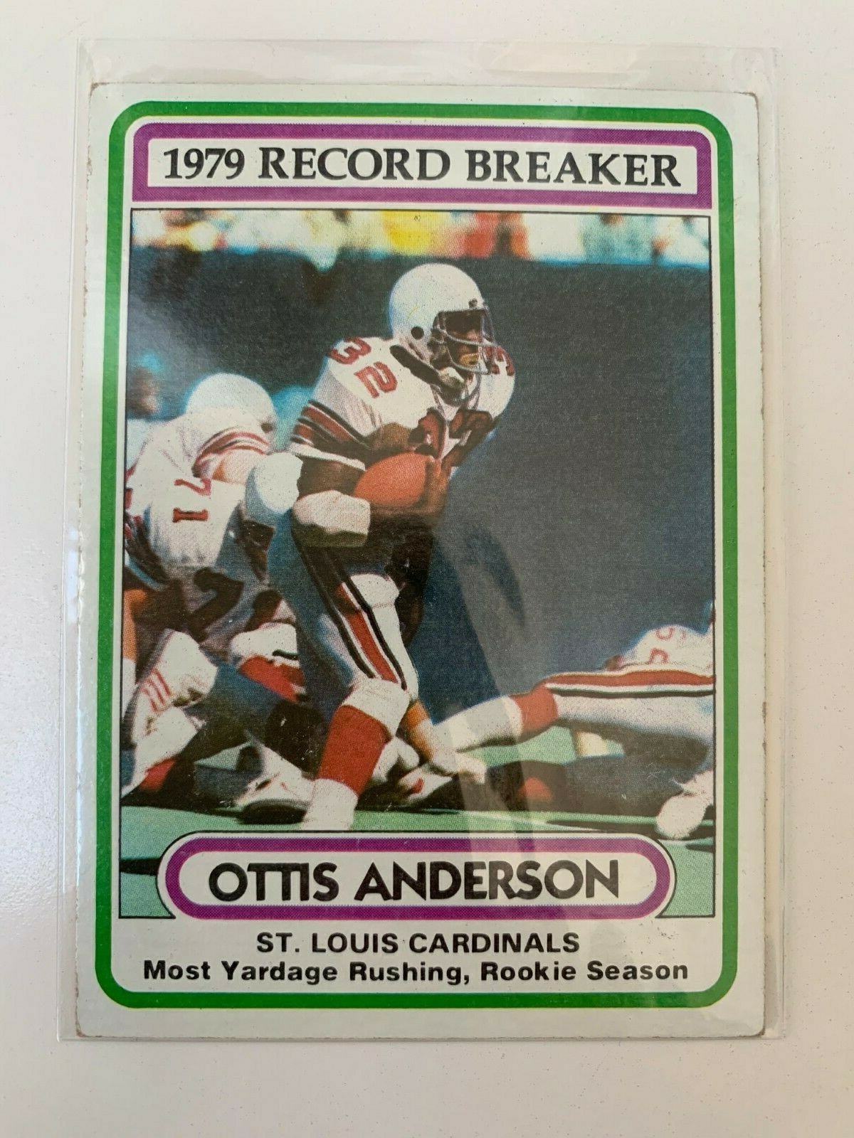 1980 Topps #1 Ottis Anderson 1979 Record Breaker Most Yards Rushing Rookie card