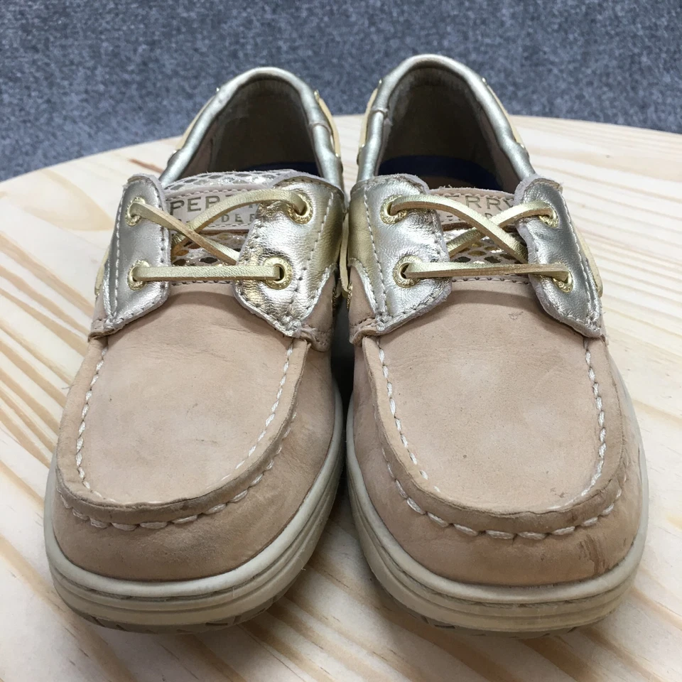 Zapatos de barco Sperry Top Sider jóvenes 3 M Bluefish beige cuero con cordones bajos YG54717 Foto 4 de 4