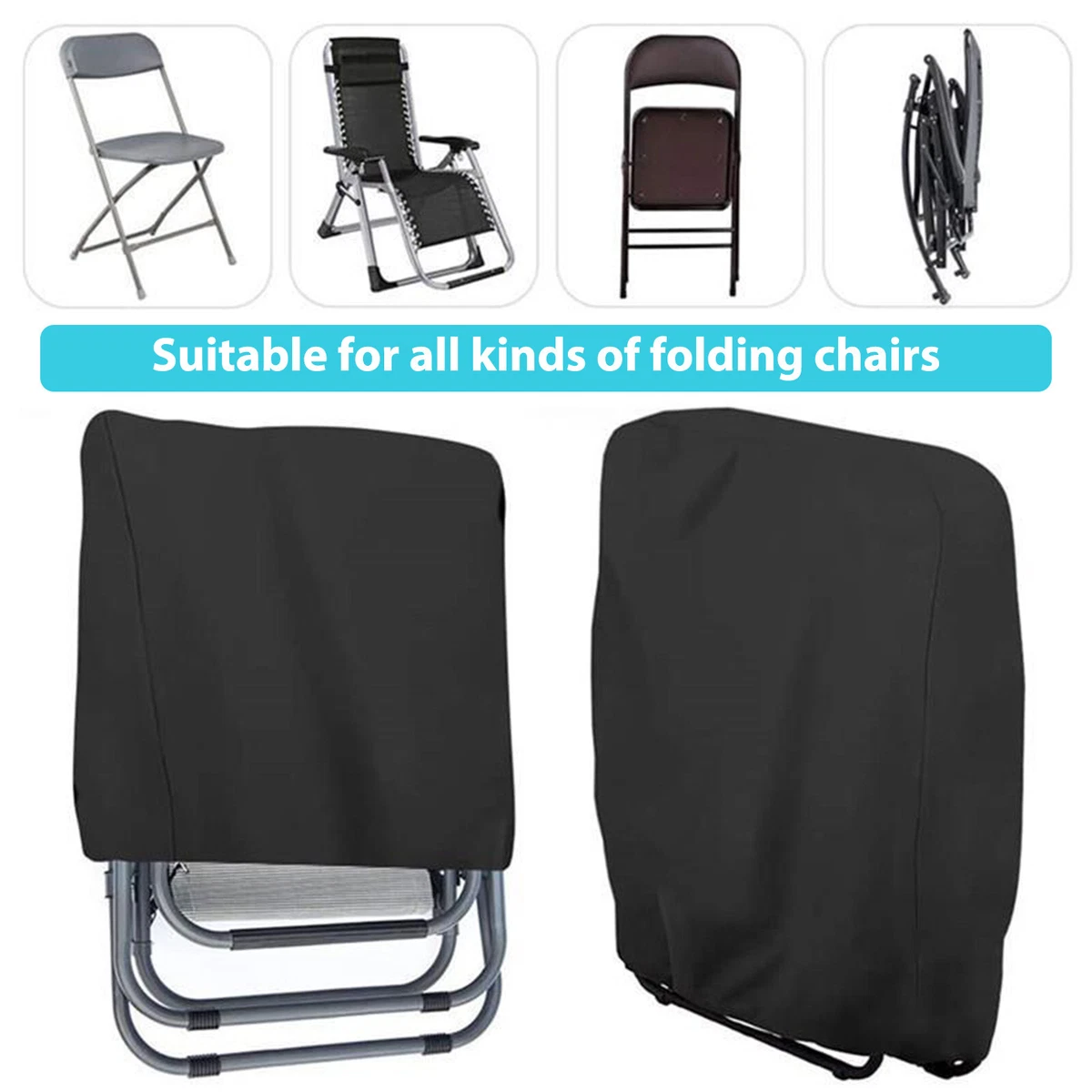 Outdoor 210D folding chair cover Oxford cloth rain cover dust cover Black