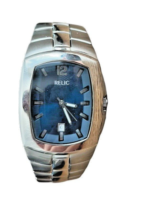 Men's Relic by Fossil Big Midnight Blue Dial 35mm Rectangle Watch