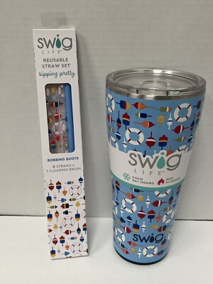 Swig Life 32oz Tumbler Bobbing Buoys and Straw Set Bobbing Buoys- New with Tags