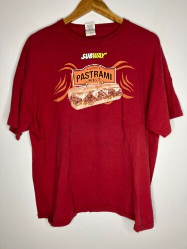 Subway Big Hot Pastrami Melt Sandwich Restaurant Men's XL T-Shirt Distressed
