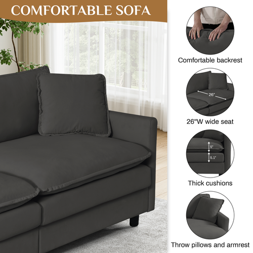 Oversized U-Shaped Deep Seat Modular Sectional Sofa Couch with 2 Chaise Lounge - Picture 19 of 63