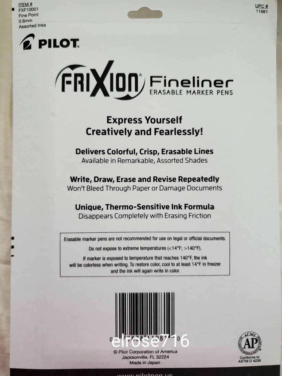 PILOT FRIXION FINELINER~ERASABLE ASSORTED INK MARKER PENS~FINE 0.6MM ~NEW 