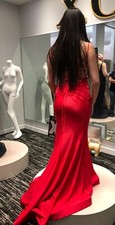 Sherri Hill Red Mermaid Bodycon V neck long maxi dress, Size 4 Brand New