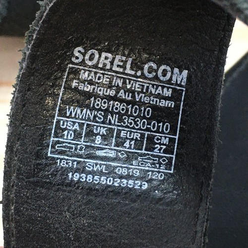 Sorel Sandal Womens 10 Black Ella II Thong Open Toe Slip On Casual Leather - Picture 15 of 16