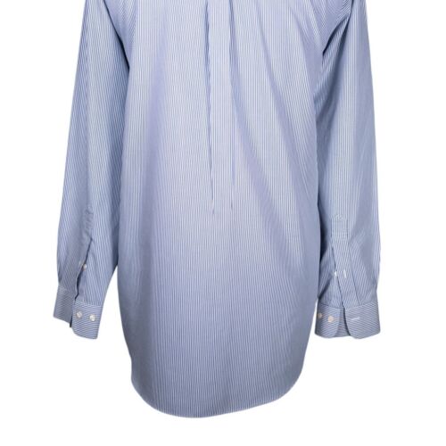Camicia uomo Brooks Brothers elegante con bottoni blu bianca a righe non ferro 17 34/35 - Foto 8 di 8