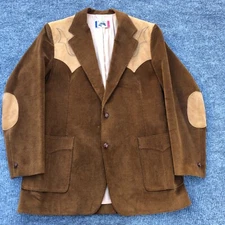 Brad Whitney Mens Jacket 44 Western Suit Split Tail Pockets Tan Leather **READ**