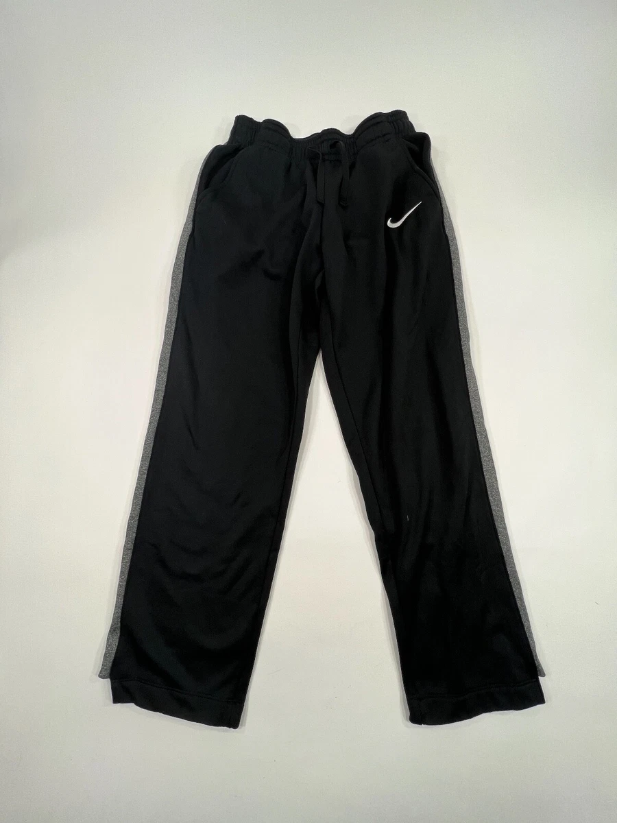 Nike Dri Fit Girls Track Pants Black Gray Pockets Drawstring Waist Open Hem  XL