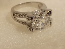 Sterling Silver Cushion Cut Moissanite 9.50ctw Engagement Ring Size 7