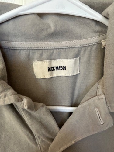 Buck Mason Med gray green 3 button front Short sleeve cotton shirt SZ S - Picture 2 of 3