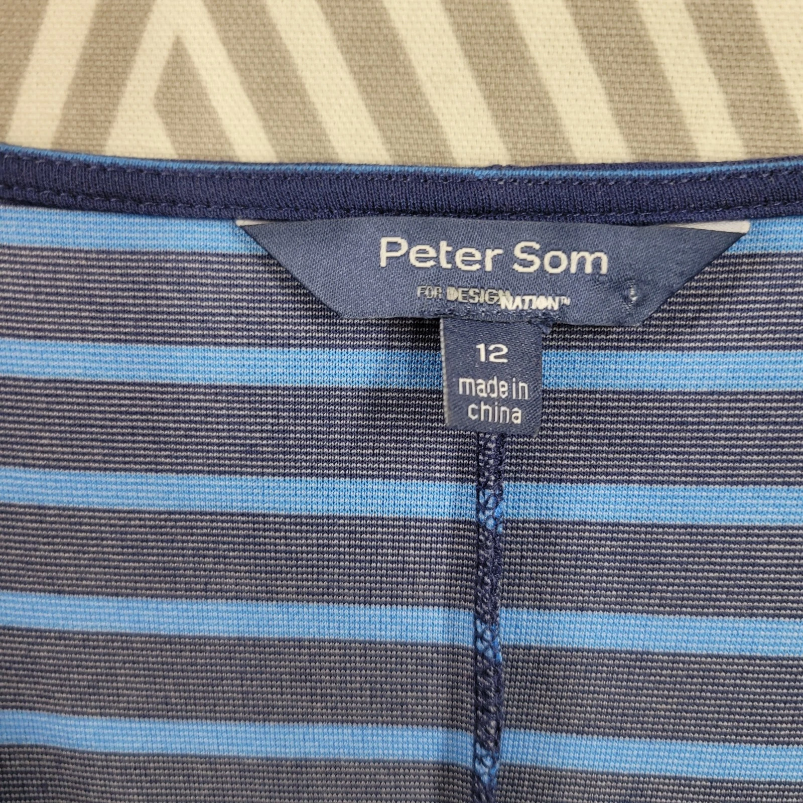 VETEMENTS Abito Peter Som taglia 12 lunghezza ginocchio blu jersey elasticizzato righe casual donna